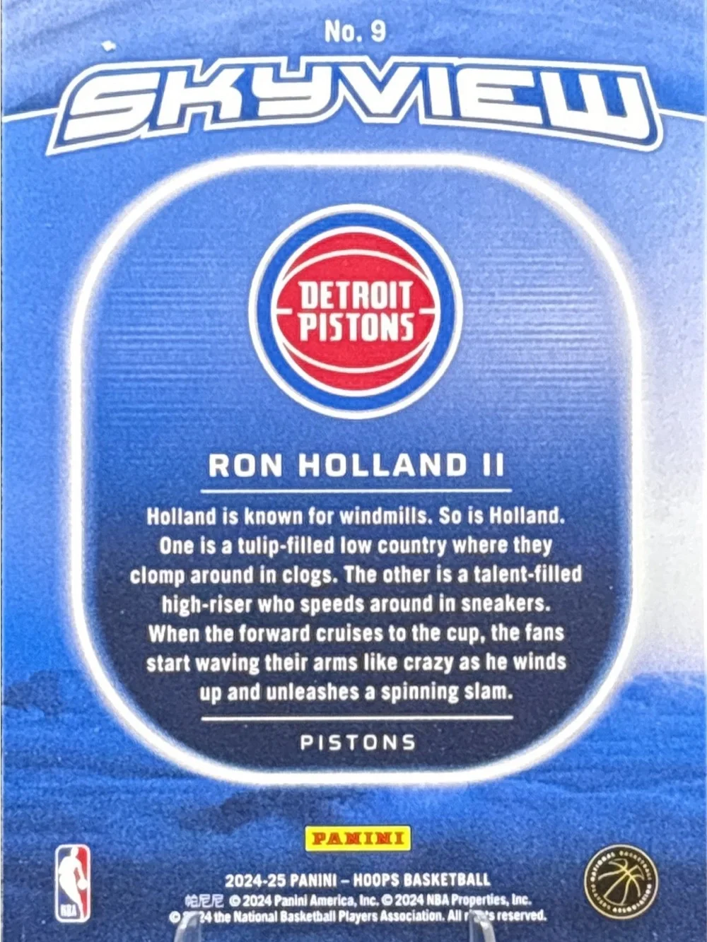 Panini Skyview NBA Hoops Ron Holland II Rookie Card